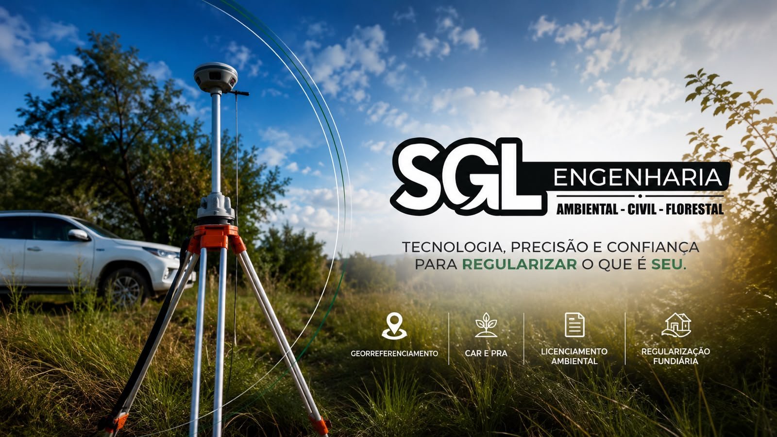 Equipamento de georreferenciamento SGL Engenharia em área rural